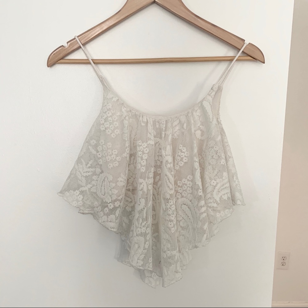 White lace crop top